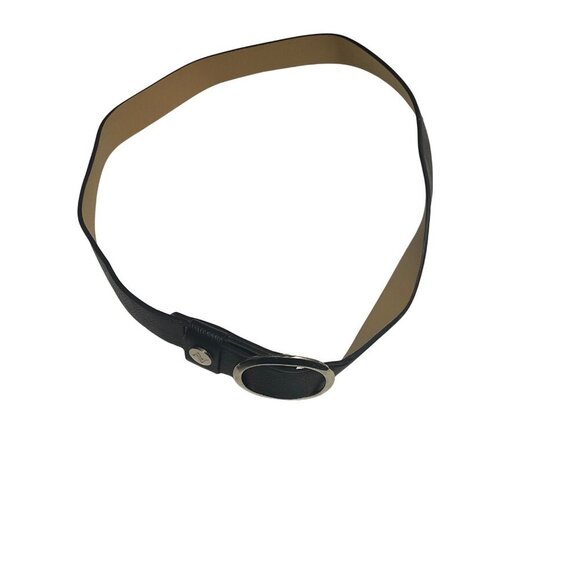 Women's ML Belt Set 2pcs Black & Brown Faux Leather Oval Buckles 41in Adjustable - Picture 3 of 13